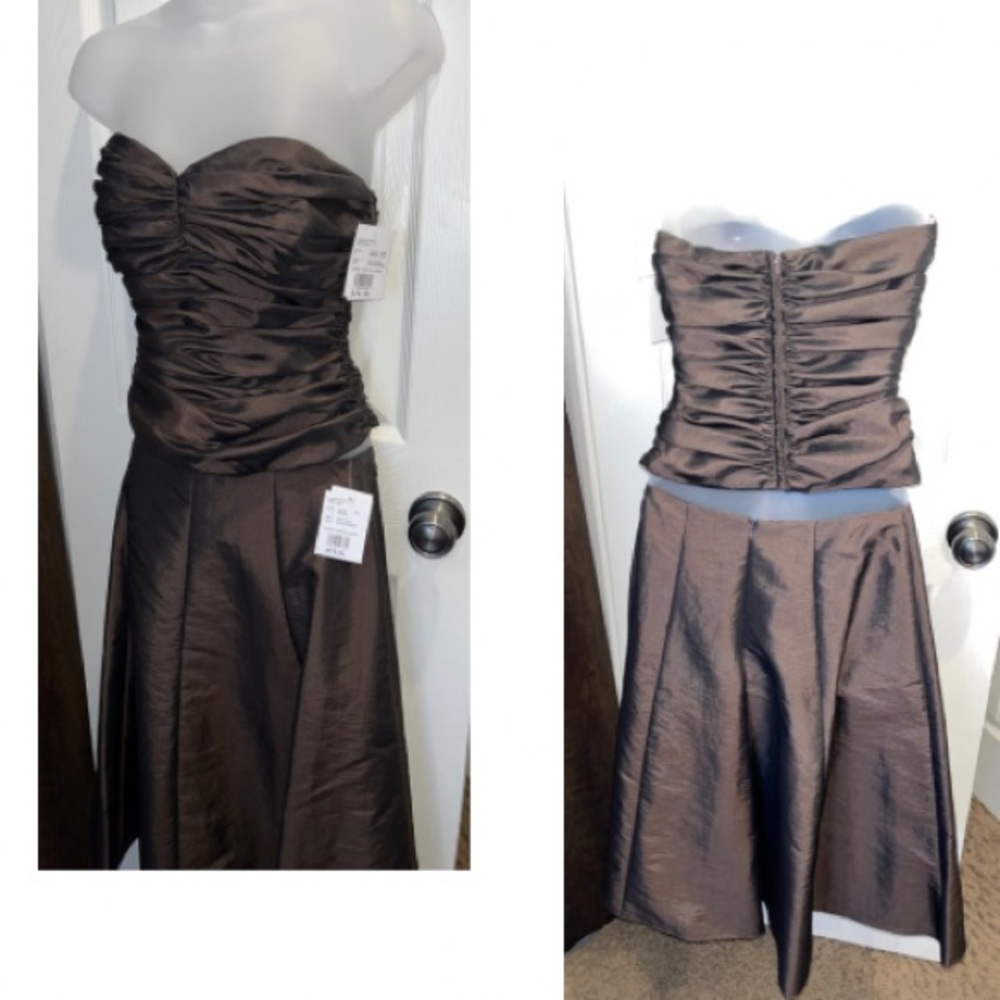 Tissue Taffeta 2 Piece Heart Shaped Top With Short Skirt Davids Bridal